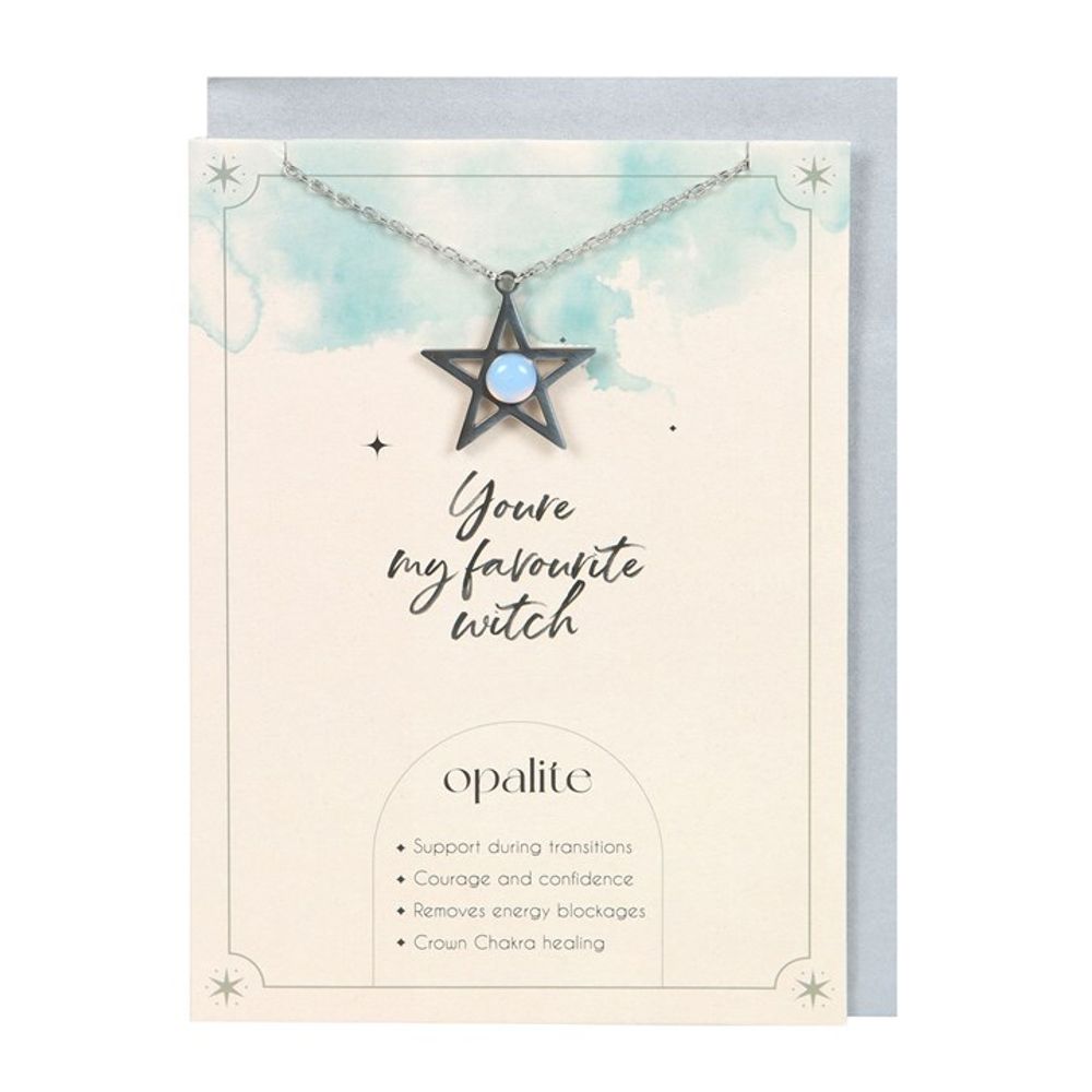 Opalite "Favourite Witch" Star Necklace Card