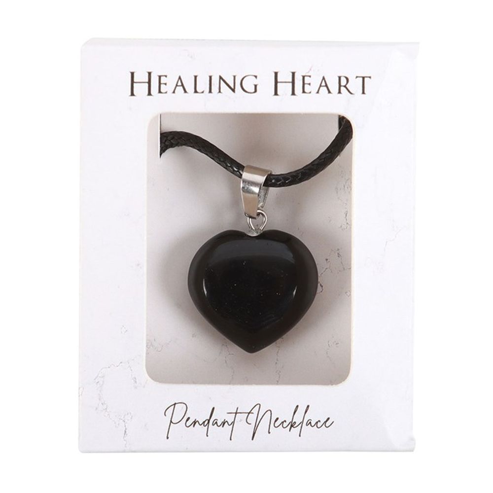 Strength - Black Obsidian Healing Crystal Heart Necklace