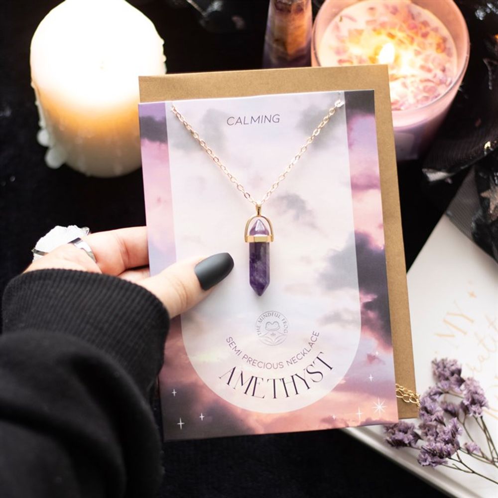 Calming - Amethyst Crystal Necklace Card
