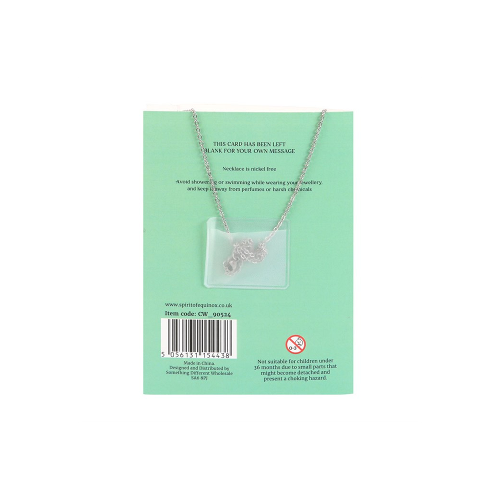 Abundance - Green Aventurine Crystal Moon Necklace on Greeting Card