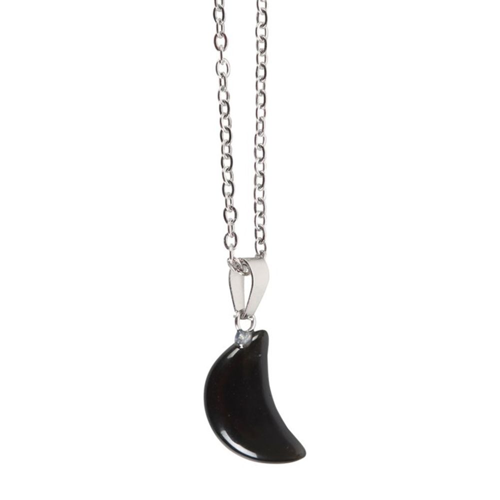 Stability - Black Obsidian Crystal Moon Necklace on Greeting Card