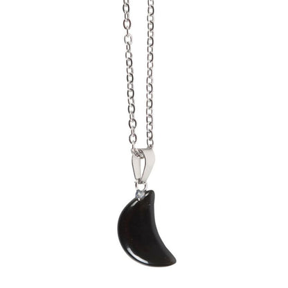 Stability - Black Obsidian Crystal Moon Necklace on Greeting Card