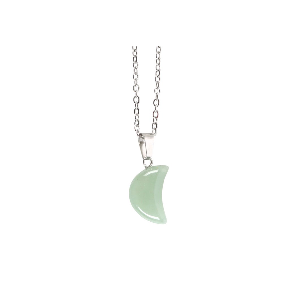 Abundance - Green Aventurine Crystal Moon Necklace on Greeting Card