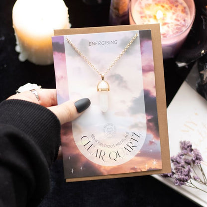 Energising - Clear Quartz Crystal Necklace Card